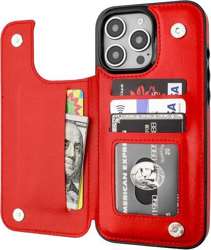 Compatible with iPhone 16 Pro Max Wallet Case with Card Holder, PU Leather Kickstand Card Slots Case, Double Magnetic Clasp and Durable Shockproof Cover 6.9 Inch (Black) in Saudi Arabia