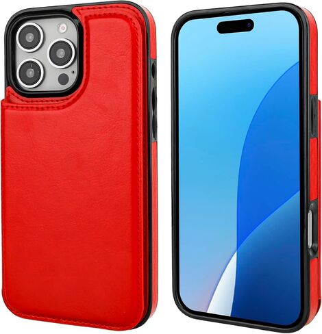 Compatible with iPhone 16 Pro Max Wallet Case with Card Holder, PU Leather Kickstand Card Slots Case, Double Magnetic Clasp and Durable Shockproof Cover 6.9 Inch (Black) in Saudi Arabia