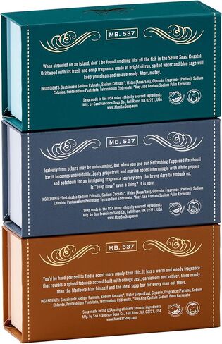 San Francisco Soap Company Man Bar 3-Piece Gift Set featuring all new scents: Midnight Amber, Cardamom & Juniper, Bergamot & Cognac - GREAT GIFT - No Harmful Chemicals - Good for All Skin Types in Saudi Arabia