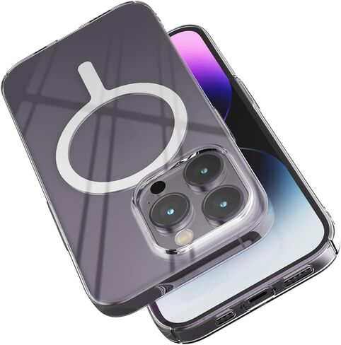 Sinjimoru iPhone 13 Pro Max Ultra Thin Clear Phone Cover for MagSafe Case, Non Yellowing Strong Magnetic Slim Fit Cell Phone Case Crystal Clear for iPhone 13 Pro Max. M-AiroFit Basic in Saudi Arabia