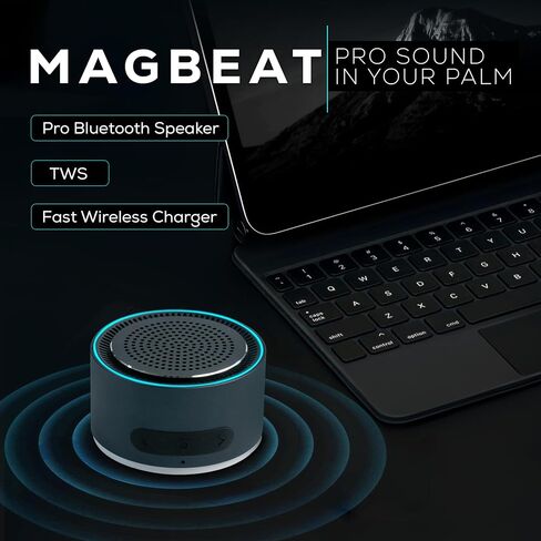 MagBeat - مكبر صوت بلوتوث + شاحن لاسلكي مع حامل مغناطيسي (جرافيت) in Saudi Arabia