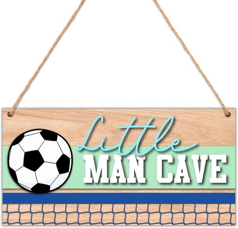 Little Man Cave Sign for Boys, Nursery Toddler Boy Baby Room Decor, Hockey Decor for Kids Room, Wood 6x12 Inch Hanging Wall Door Art-A03 in Saudi Arabia