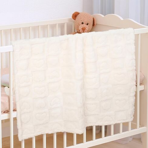 Plush Soft with Heart Checkered Baby Blanket,Fleece Infant Toddler Blankets for Girls Boys,Warm Lightweight Breathable Newborn Receiving Blankets for Crib Stroller 32"×37" (Light Pink, Heart) in Saudi Arabia