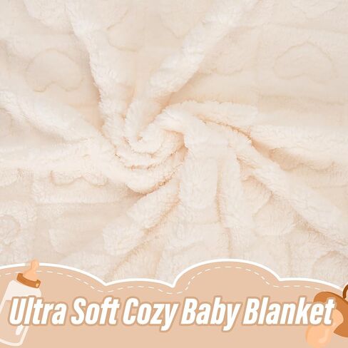 Plush Soft with Heart Checkered Baby Blanket,Fleece Infant Toddler Blankets for Girls Boys,Warm Lightweight Breathable Newborn Receiving Blankets for Crib Stroller 32"×37" (Light Pink, Heart) in Saudi Arabia
