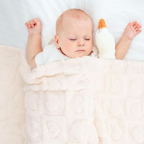 Plush Soft with Heart Checkered Baby Blanket,Fleece Infant Toddler Blankets for Girls Boys,Warm Lightweight Breathable Newborn Receiving Blankets for Crib Stroller 32"×37" (Light Pink, Heart) in Saudi Arabia