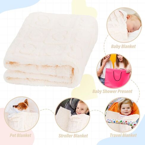 Plush Soft with Heart Checkered Baby Blanket,Fleece Infant Toddler Blankets for Girls Boys,Warm Lightweight Breathable Newborn Receiving Blankets for Crib Stroller 32"×37" (Light Pink, Heart) in Saudi Arabia