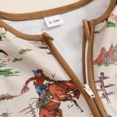 Baby Romper Newborn Clothes Long Sleeve Western Cow Print Zipper Jumpsuit Fall Winter Toddler Infant Bodysuit in Kuwait