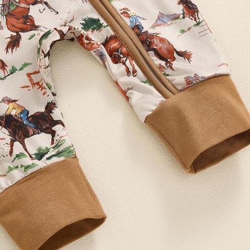Baby Romper Newborn Clothes Long Sleeve Western Cow Print Zipper Jumpsuit Fall Winter Toddler Infant Bodysuit in Kuwait