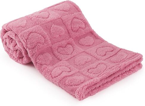 Plush Soft with Heart Checkered Baby Blanket,Fleece Infant Toddler Blankets for Girls Boys,Warm Lightweight Breathable Newborn Receiving Blankets for Crib Stroller 32"×37" (Light Pink, Heart) in Saudi Arabia
