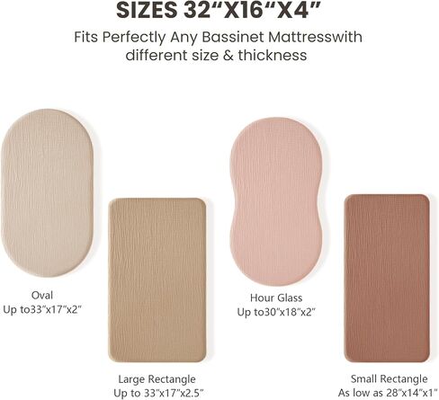 Konssy 2 Pack Muslin Bassinet Sheets for Baby Girls Boys, 32"x16" | 100% Cotton, Soft & Breathable Bassinet Mattress Sheets, for Halo Bassinest Swivel Sleeper, Graco, Snoo (Chestnut,Posy) in Saudi Arabia