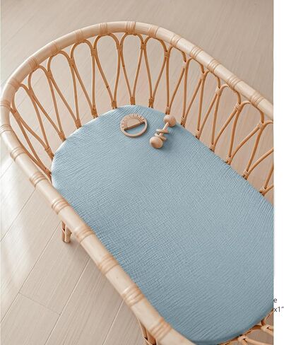 Konssy 2 Pack Muslin Bassinet Sheets for Baby Girls Boys, 32"x16" | 100% Cotton, Soft & Breathable Bassinet Mattress Sheets, for Halo Bassinest Swivel Sleeper, Graco, Snoo (Chestnut,Posy) in Saudi Arabia