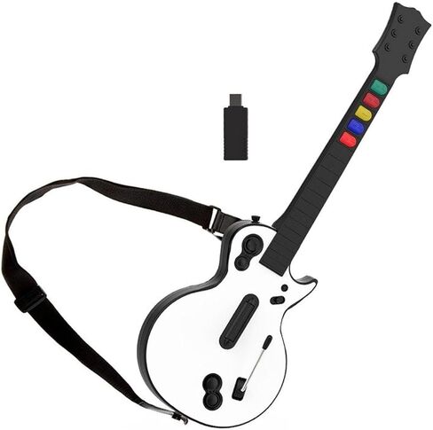 وحدة تحكم Game Goby Guitar Hero للكمبيوتر الشخصي وPS3 - جيتار لاسلكي لجيتار هيرو وفرقة الروك وألعاب Clone Hero، جيتار هيرو مع حزام ودونجل لاسلكي (5 مفاتيح) in Saudi Arabia