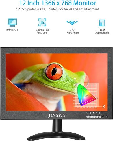 شاشة HDMI صغيرة مقاس 8 بوصات، شاشة مراقبة أمان 1280x720 16:9 IPS شاشة CCTV معدنية صغيرة تدعم مدخل HDMI/VGA/AV/BNC مع حامل حائط، جهاز تحكم عن بعد، مكبرات صوت، مناسبة لكاميرا الأمان in Kuwait