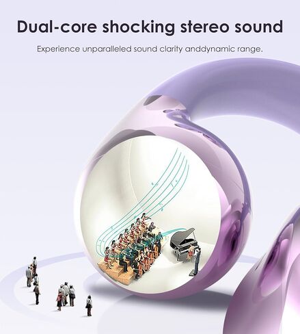 King Lucky Clip on Earbuds Open Ear Wireless Bluetooth 5.4 Headphones with Mic,50H Play,Noise Cancelling,Waterproof,Sports Ear Buds,Comfortable for Small Ears & Glasses Wearers,Workouts (Purple) in Saudi Arabia