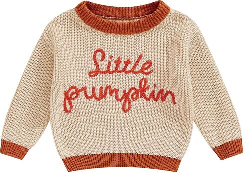 Toddler Baby Boy Girl Halloween Outfit Knitted Sweater Pumpkin Embroidered Pullover Tops Fall Winter Clothes in Saudi Arabia