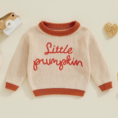 Toddler Baby Boy Girl Halloween Outfit Knitted Sweater Pumpkin Embroidered Pullover Tops Fall Winter Clothes in Saudi Arabia