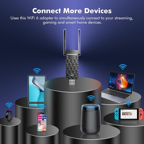 محول واي فاي USB للكمبيوتر، AX1800Mbps USB 3.0 واي فاي 6 محول واي فاي دونجل ثنائي النطاق 5G 2.4G محول الشبكة اللاسلكية لأجهزة الكمبيوتر المحمول المكتبية، يدعم Window10/11، WPA3، 802.11AX in Kuwait