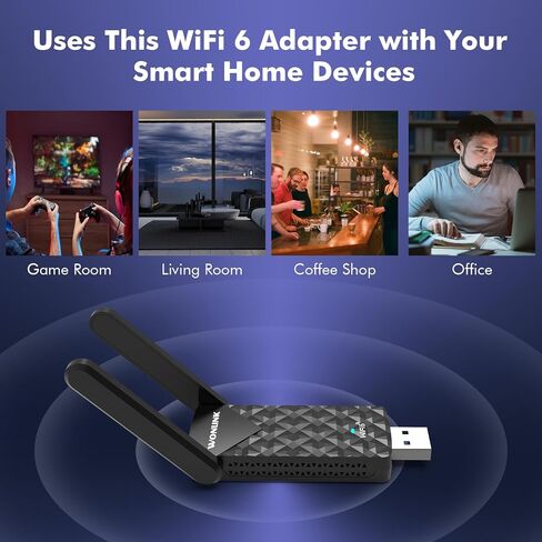 محول واي فاي USB للكمبيوتر، AX1800Mbps USB 3.0 واي فاي 6 محول واي فاي دونجل ثنائي النطاق 5G 2.4G محول الشبكة اللاسلكية لأجهزة الكمبيوتر المحمول المكتبية، يدعم Window10/11، WPA3، 802.11AX in Kuwait