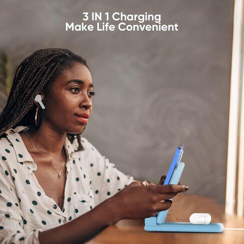 DNTGVUP Wireless Charging Station for Apple - 3 in 1 Wireless Charging Station for iPhone15/14/13/12/Pro/Plus/11/XS/XR/X/8, Charger Stand for Apple Watch S2-S9/SE (White). in Saudi Arabia