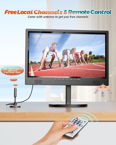 تلفزيون ديسوبري 19 بوصة محمول مع موالف ATSC رقمي، تلفزيون صغير مع بطارية مدمجة 8000 مللي أمبير في الساعة، شاشة محمولة مع مدخل HDMI 1080 بكسل، مدخل AV، USB، تلفزيون صغير للسفر والتخييم وRV والمطبخ والفناء in Kuwait