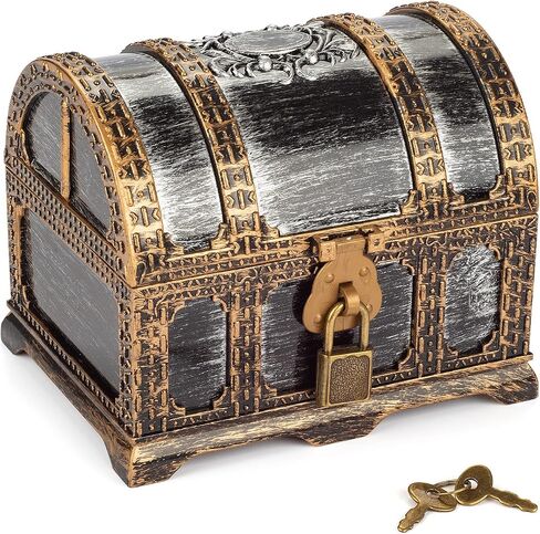 Kids Pirate Treasure Chest Plastic Pirate Vintage Treasure Box, Mini Pirate Chest Toys for Boys in Kuwait