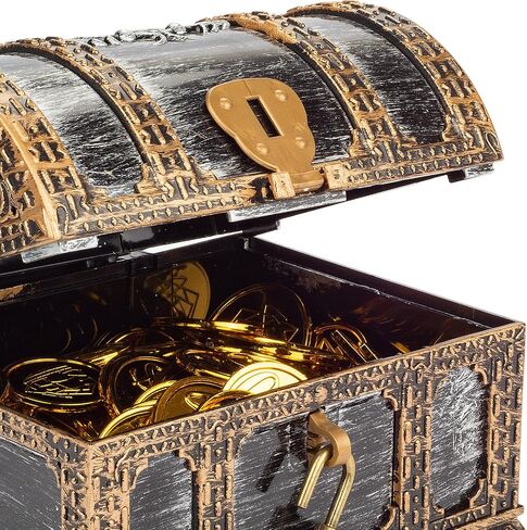 Kids Pirate Treasure Chest Plastic Pirate Vintage Treasure Box, Mini Pirate Chest Toys for Boys in Kuwait