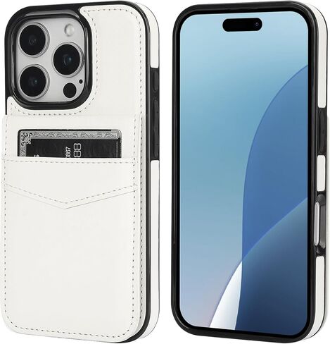 KIHUWEY Compatible with iPhone 16 Pro Case Wallet with Credit Card Holder, Flip Premium Leather Magnetic Clasp Kickstand Heavy Duty Protective Cover for iPhone 16 Pro 6.3 Inch (Black) in Kuwait