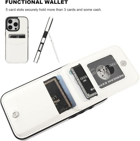 KIHUWEY Compatible with iPhone 16 Pro Case Wallet with Credit Card Holder, Flip Premium Leather Magnetic Clasp Kickstand Heavy Duty Protective Cover for iPhone 16 Pro 6.3 Inch (Black) in Kuwait