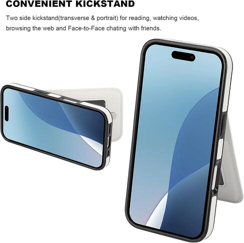 KIHUWEY Compatible with iPhone 16 Pro Case Wallet with Credit Card Holder, Flip Premium Leather Magnetic Clasp Kickstand Heavy Duty Protective Cover for iPhone 16 Pro 6.3 Inch (Black) in Kuwait