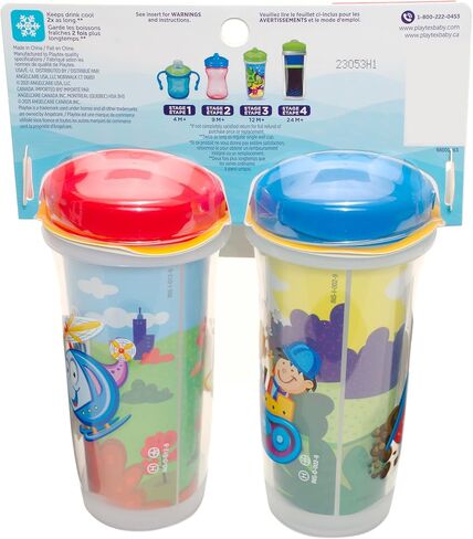 Playtex Baby Sipsters Stage 3 Hard Spout Cups, Happy Face Car and Construction 3D Graphics, 9 Oz, 2 Count - Spill-Proof, Leak-Proof, and Insulated in Saudi Arabia