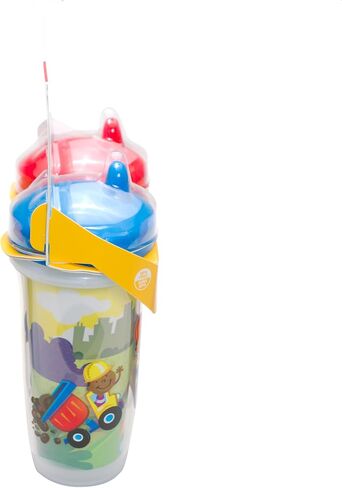 Playtex Baby Sipsters Stage 3 Hard Spout Cups, Happy Face Car and Construction 3D Graphics, 9 Oz, 2 Count - Spill-Proof, Leak-Proof, and Insulated in Saudi Arabia