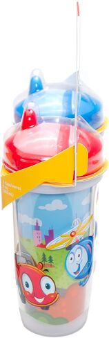 Playtex Baby Sipsters Stage 3 Hard Spout Cups, Happy Face Car and Construction 3D Graphics, 9 Oz, 2 Count - Spill-Proof, Leak-Proof, and Insulated in Saudi Arabia