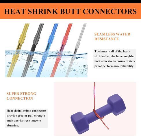 260 قطعة من موصلات المؤخرة المنكمشة بالحرارة، 100 قطعة من موصلات أسلاك اللحام من Camtek و160 قطعة من موصلات تجعيد المؤخرة المنكمشة بالحرارة، أطراف كهربائية مقاومة للماء، مجموعة موصلات أسلاك متنوعة، 26-8 AWG in Kuwait