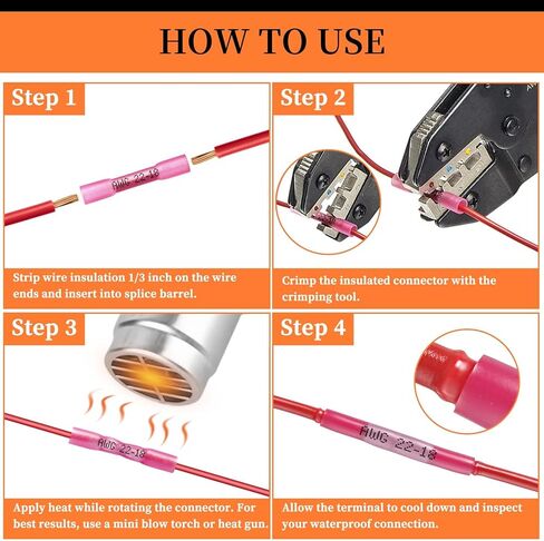 260 قطعة من موصلات المؤخرة المنكمشة بالحرارة، 100 قطعة من موصلات أسلاك اللحام من Camtek و160 قطعة من موصلات تجعيد المؤخرة المنكمشة بالحرارة، أطراف كهربائية مقاومة للماء، مجموعة موصلات أسلاك متنوعة، 26-8 AWG in Kuwait