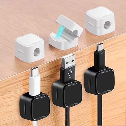 TAIKULE 6 Pack Magnetic Cable Clips Black and White Cable Management USB Cable Power Wire Cord Clips for Home Office Desk Phone Car Wall Desktop Nightstand in Saudi Arabia