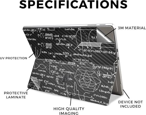 Carbon Fiber Tablet Skin Compatible with Microsoft Surface Pro 11 (2024) - Mathematical - Premium 3M Vinyl Protective Wrap Decal Cover - Easy to Apply | Crafted in The USA by MightySkins in Saudi Arabia