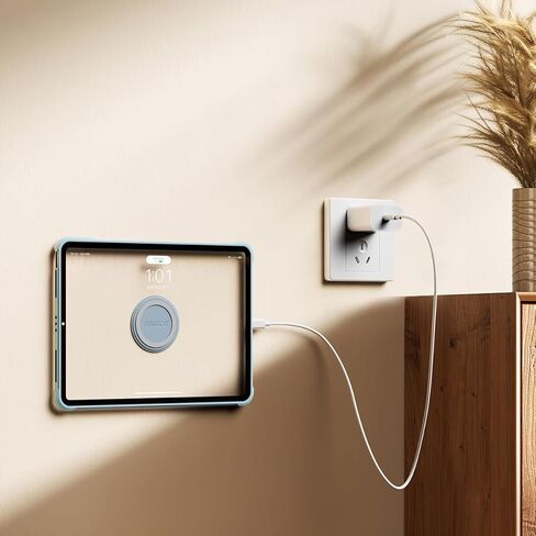 حافظة مغناطيسية لجهاز iPad Air6 11" 2024، امتصاص مغناطيسي للتثبيت على الحائط للكمبيوتر اللوحي، حامل حائط مغناطيسي لاصق لجهاز iPhone13-15 Magsafe، دعم شحن القلم الرصاص (وردي) in Kuwait