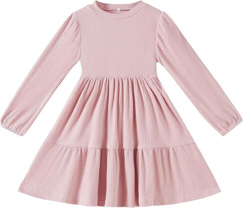 Toddler Baby Girl Dresses Little Girl Long Sleeve Dress for Girls Fall Causal Dress Ruffle Toddler Sweater Dress in Saudi Arabia