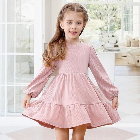 Toddler Baby Girl Dresses Little Girl Long Sleeve Dress for Girls Fall Causal Dress Ruffle Toddler Sweater Dress in Saudi Arabia
