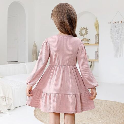 Toddler Baby Girl Dresses Little Girl Long Sleeve Dress for Girls Fall Causal Dress Ruffle Toddler Sweater Dress in Saudi Arabia