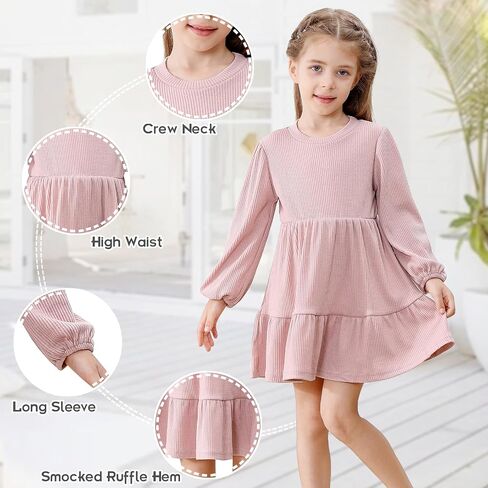 Toddler Baby Girl Dresses Little Girl Long Sleeve Dress for Girls Fall Causal Dress Ruffle Toddler Sweater Dress in Saudi Arabia