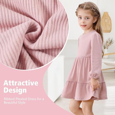 Toddler Baby Girl Dresses Little Girl Long Sleeve Dress for Girls Fall Causal Dress Ruffle Toddler Sweater Dress in Saudi Arabia
