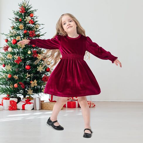 Neutocd Toddler Baby Girl Christmas Dress Long Sleeve Velvet Christmas Dress Birthday Wedding Dresses Winter Clothes in Saudi Arabia