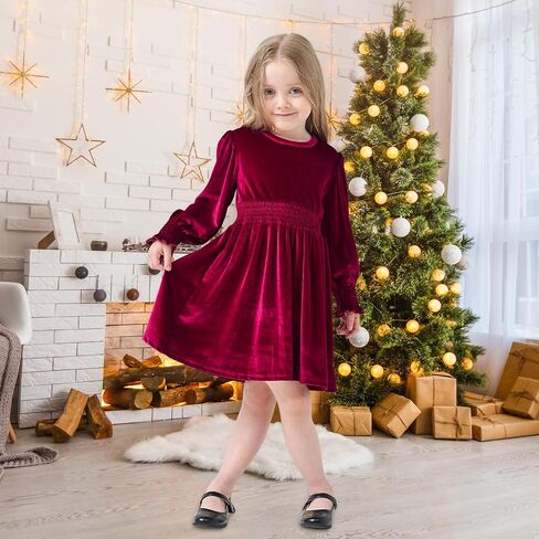 Neutocd Toddler Baby Girl Christmas Dress Long Sleeve Velvet Christmas Dress Birthday Wedding Dresses Winter Clothes in Saudi Arabia