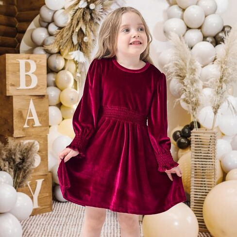 Neutocd Toddler Baby Girl Christmas Dress Long Sleeve Velvet Christmas Dress Birthday Wedding Dresses Winter Clothes in Saudi Arabia