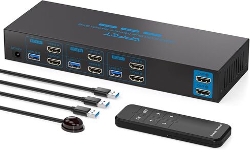 4K120Hz HDMI KVM Switch 2 Monitors 2 Computers 8K USB 3.0 KVM Switches for 2 Computers Share Dual Monitor and 4 USB Devices Support Extended/Copy Mode with DC 12V/1A&Wired Controller in Saudi Arabia