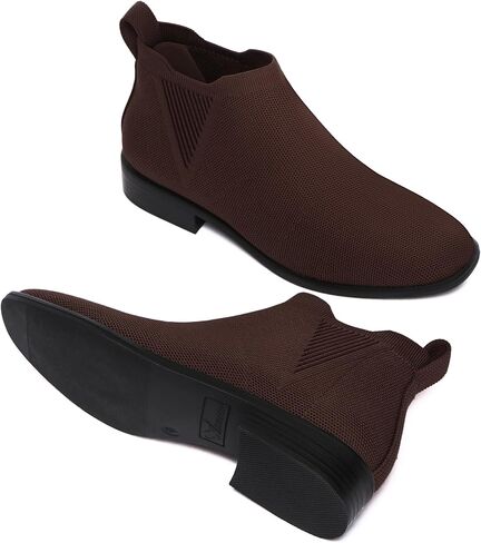 حذاء رياضي للكاحل للنساء من Athlefit بمقدمة مربعة وكعب منخفض مكتنز حذاء مريح سهل الارتداء قصير in Kuwait