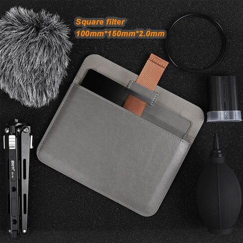 SIOTI Camera 100 * 100mm Square Filter Case 3 Pockets, Leather Filter Pouch, Compatible with 100mm*100mm Square ND/GND/Colorful Filter in Kuwait