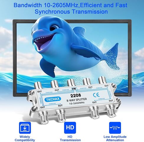 Coaxial Cable Splitter,Support 10-2602MHz,RG6 RG59 Coax Compatible,Work with MoCA2.5 and MoCA3.0, CATV, Satellite TV, Antenna, HDTV and High Speed Internet (6 Way Coaxial Cable Splitter) in Kuwait
