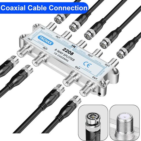 Coaxial Cable Splitter,Support 10-2602MHz,RG6 RG59 Coax Compatible,Work with MoCA2.5 and MoCA3.0, CATV, Satellite TV, Antenna, HDTV and High Speed Internet (6 Way Coaxial Cable Splitter) in Kuwait